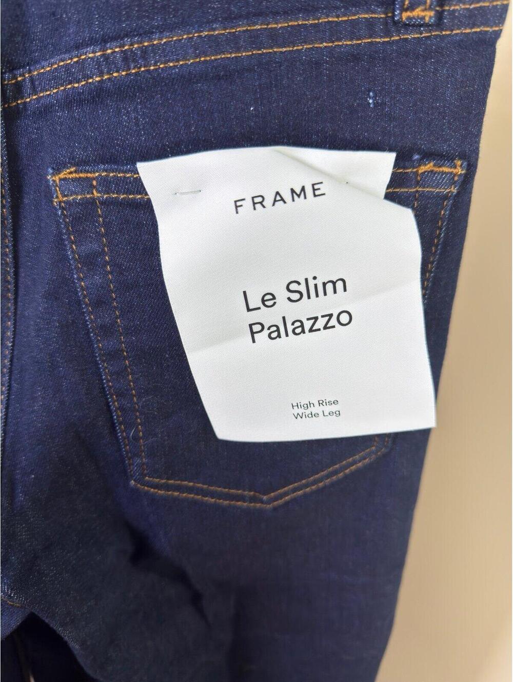 NWT FRAME Le Slim Palazzo Jeans 26 Rinse High Rise Wide Leg Dark Wash 31” Inseam - Picture 4 of 7